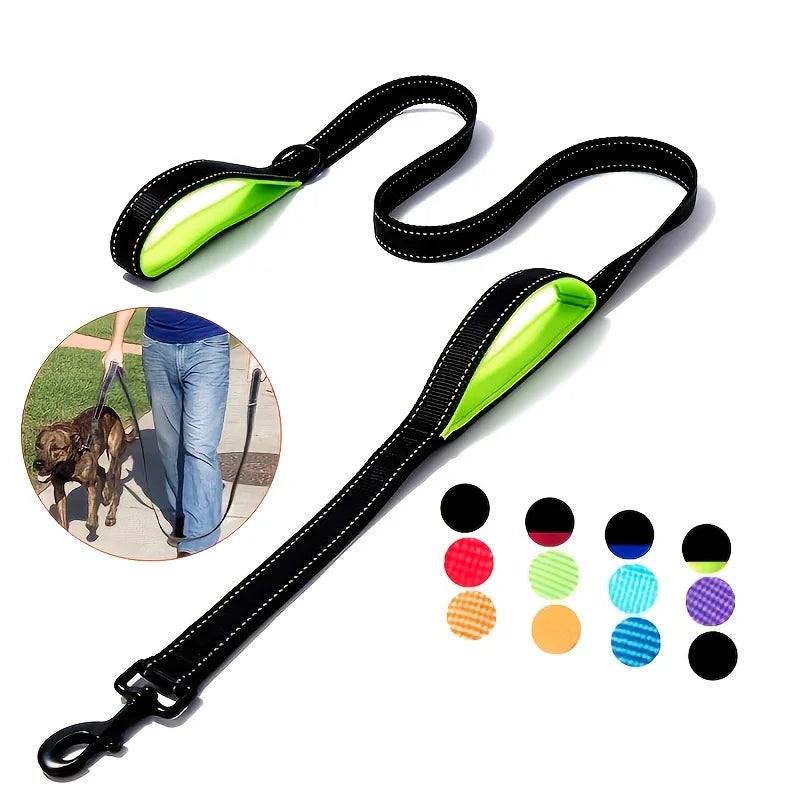 Dog Leashes Outdoor Travel Dog Training Chain Heavy Duty Double Handle Lead for Greater Control Safety Training Dual Handle - high-quality product