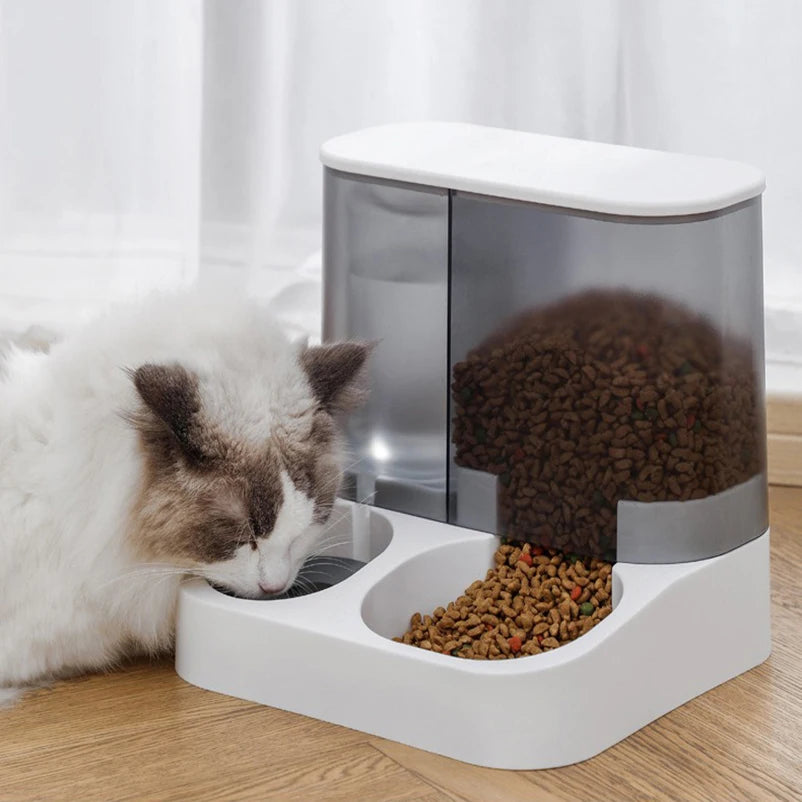 New Pet Feeder 2-in-1 Pet Feeding Bowl Dog Cat Automatic Water Dispenser with Removable Stainless Steel Bowls Pet Supplies - high-quality product