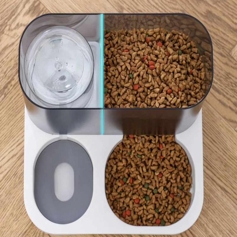 New Pet Feeder 2-in-1 Pet Feeding Bowl Dog Cat Automatic Water Dispenser with Removable Stainless Steel Bowls Pet Supplies Verwijderbare Roestvrijstalen Bakjes - product feature