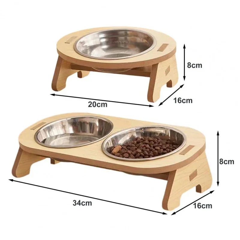 Wooden Elevated Dog Bowls with Stand Adjustable Raised Puppy Cat Food Water Bowls Holder Rabbit Feeder for Small Medium Pets Grote capaciteit - product feature