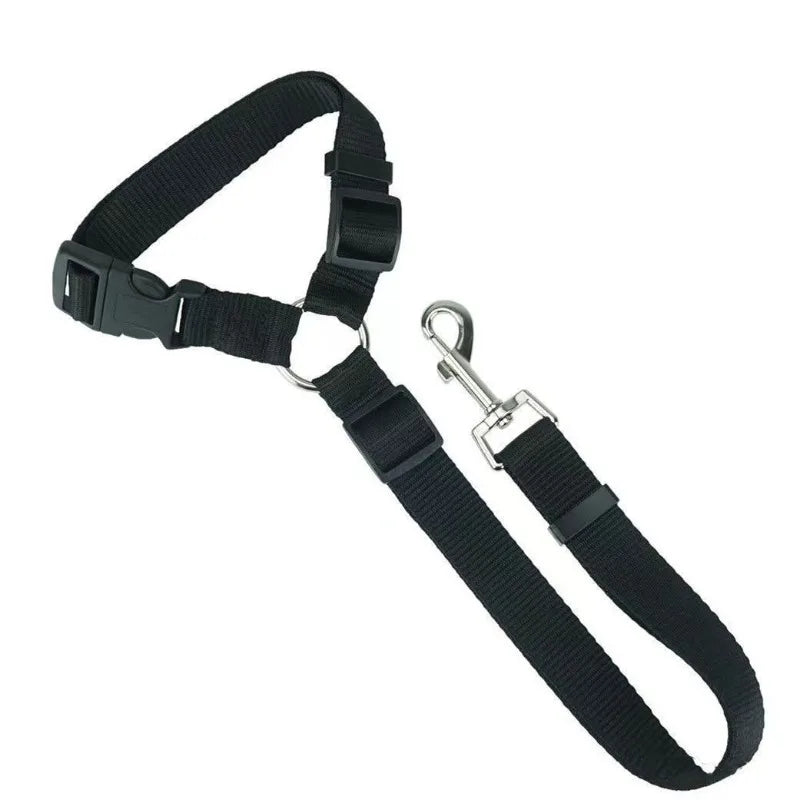 Solid Color Two-in-one Pet Car Seat Belt Nylon Lead Leash Backseat Safety Belt Adjustable Dogs Harness Collar Pet Accessories Aanpasbare lengte - product feature