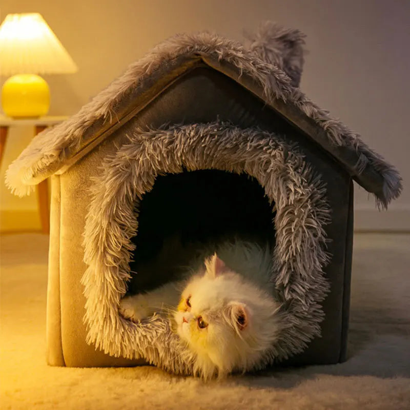 Medium Dog Kennel Indoor Soft Comfortable Puppy House Removable Small Dog Bed Cave Winter Warm Pet Sleeping Mat Portable Verwisselbare en wasbare hoes - product feature