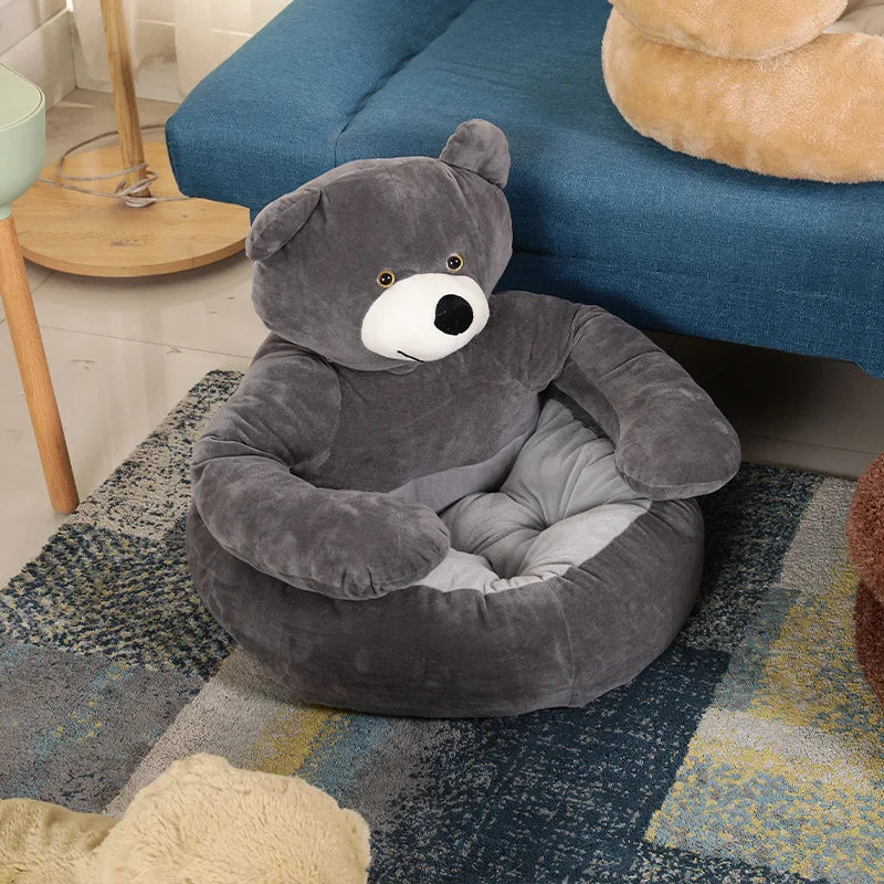 Semi-Enclosed Bear Pet Dog Bed Ultra Soft Cat Bed Detachable Plush Puppy Bed Winter Warm Sleeping  Mat Pet Product - high-quality product