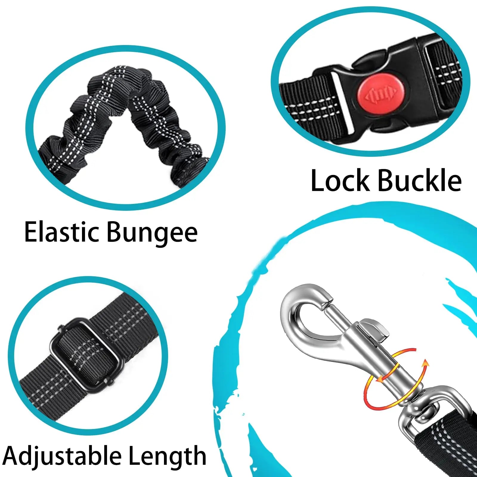 Adjustable And Heavy Duty Dog Car Seat Belt - Striped Nylon Large Dog Traction Rope for Car Rides Hoogwaardige materialen - product feature