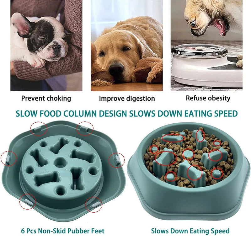 Slow Feeder Dog Bowl Anti-choking Slow Feeding Bowls for Dogs Anti-slip Pet Slow Eat Dishes Puzzle Bowls for Small Medium Dogs Anti-slip onderkant - product feature