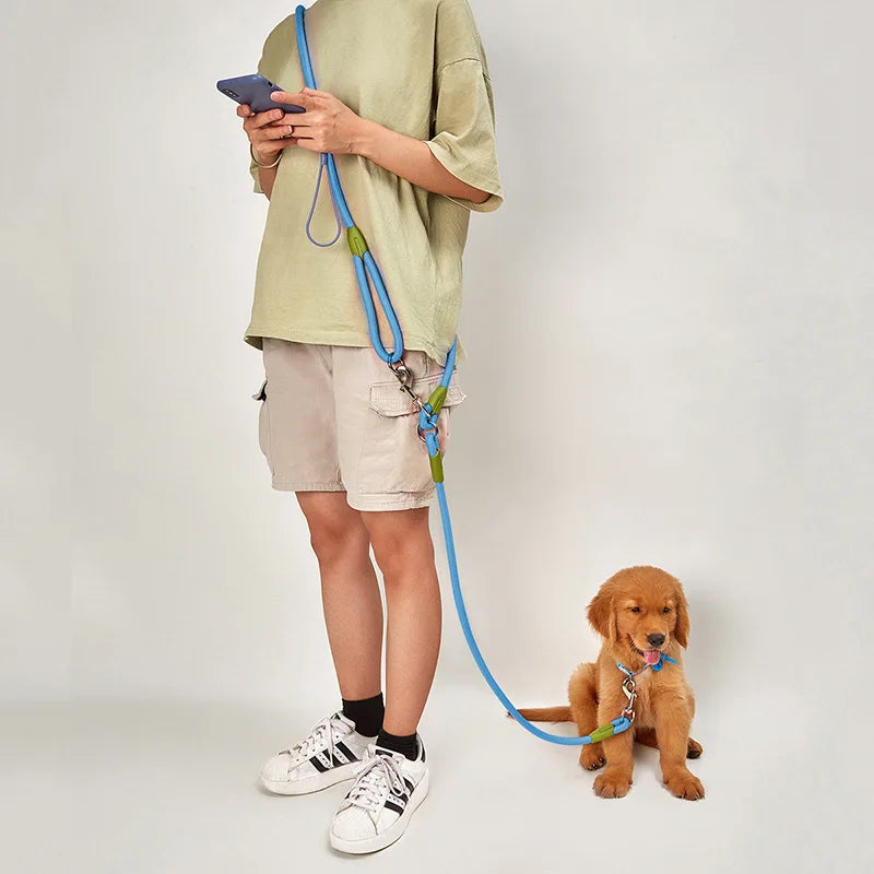 Reflective Nylon Leashes Pet Dogs Chain Traction Rope Leads for Running Dog Walking Free Hands Rope Chain for Small Large Dogs - high-quality product