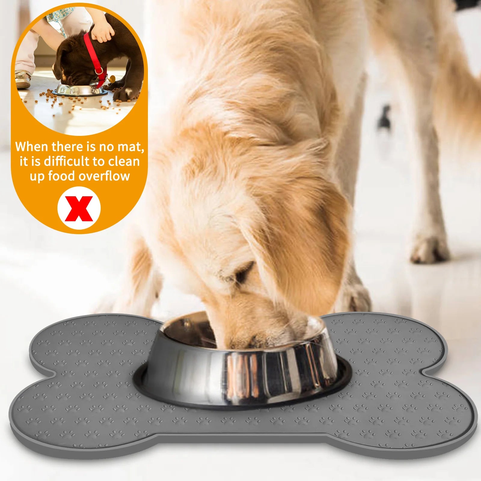 Pet Feeding Mat Silicone Dog Food Mat Anti-Slip And Waterproof Dog Bowl Mat,Thickened Dog And Cat Mat For Food And Water - high-quality product