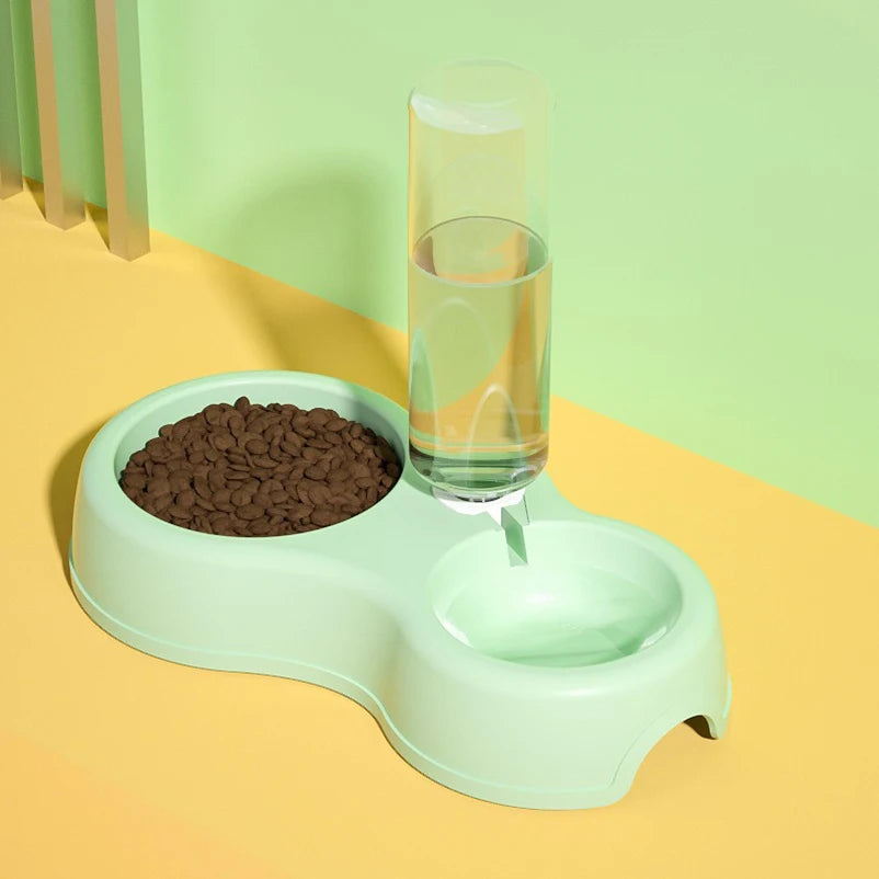 Pet Cat Bowl Automatic Feeder Water Dispenser Dog Cat Food Bowl with Drinking Raised Stand Double Dish Bowls for Cats Dogs Pet - high-quality product