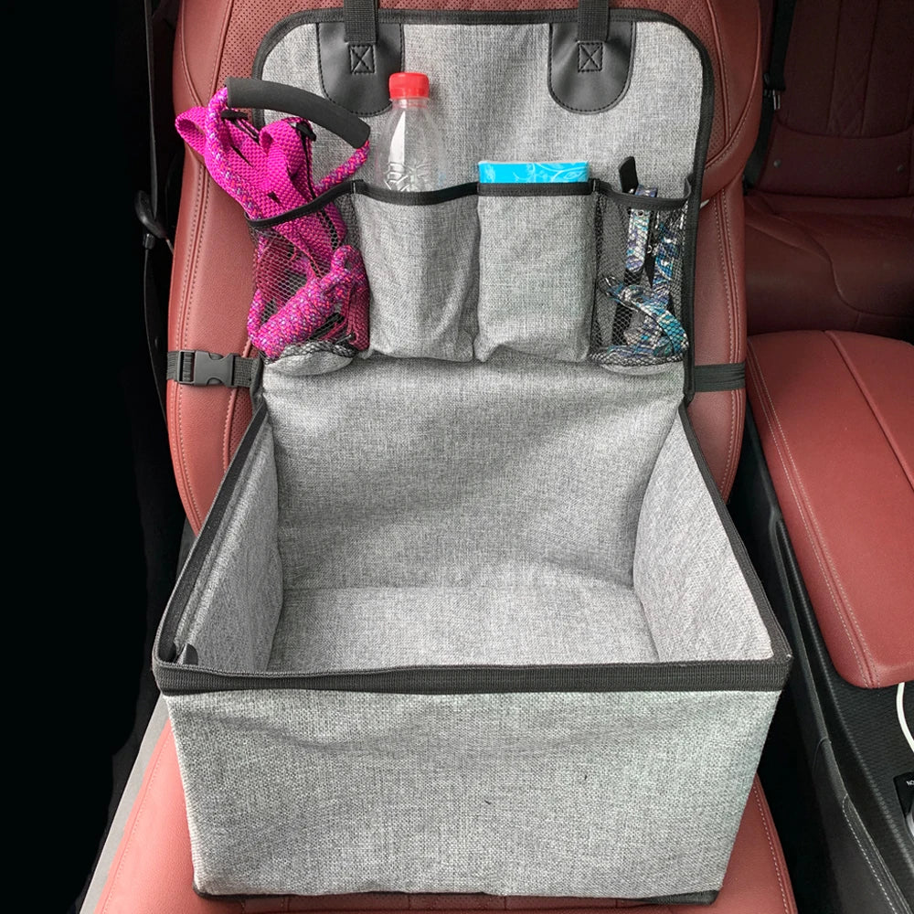 Dog Car Seat,Puppy Booster Seat for Car Front Seat with Storage Pockets,Pet Booster Car Seat for Small to Medium Dog Stabiel en opvouwbaar design - product feature