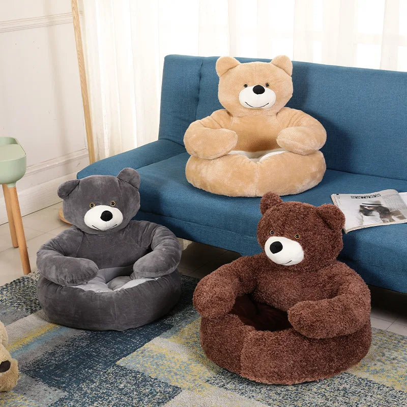 Semi-Enclosed Bear Pet Dog Bed Ultra Soft Cat Bed Detachable Plush Puppy Bed Winter Warm Sleeping  Mat Pet Product Afneembare en Wasbare Hoes - product feature