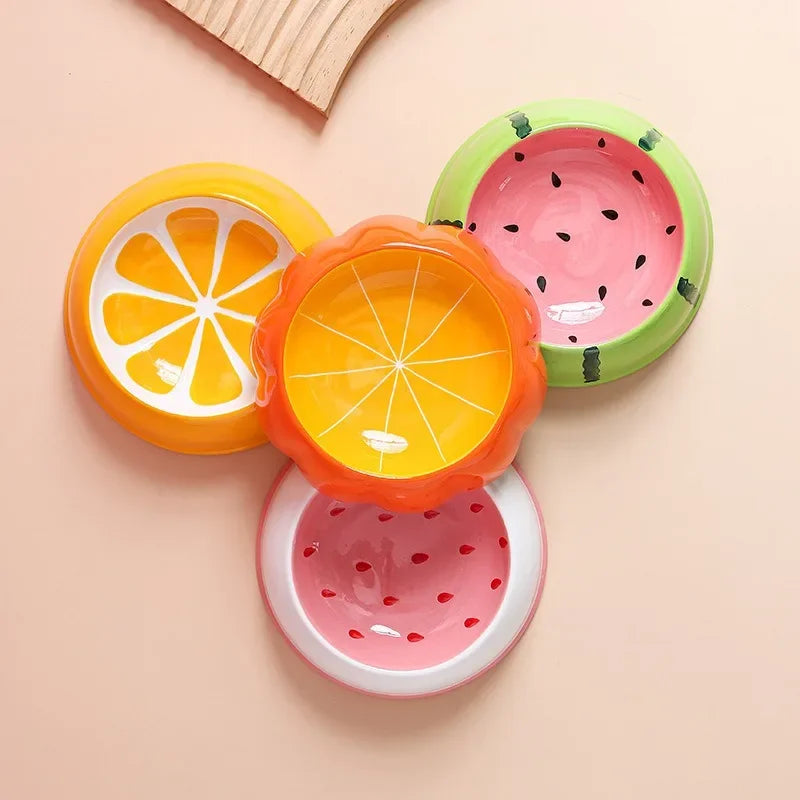 4 cute designs pet ceramics bowl watermelon strawberry shape cat food bowl small dog colorful water suppliers cat bowl Stevig & Keramisch - product feature